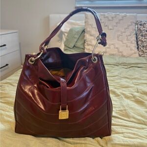 Vintage‎ Lou taylor purse Womens Red Leather Mirror Attached